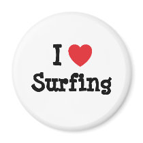 I love Surfing heart custom personalized magnets