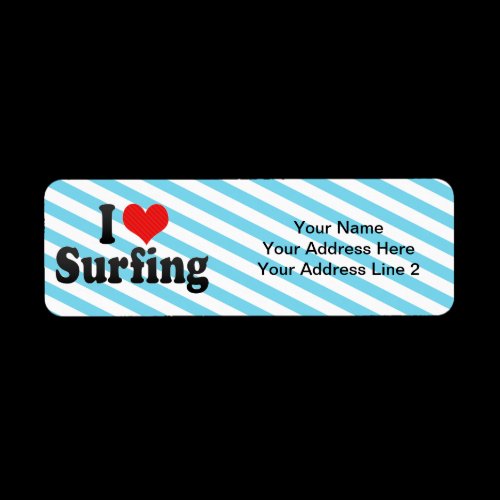 I Love Surfing Custom Return Address Labels