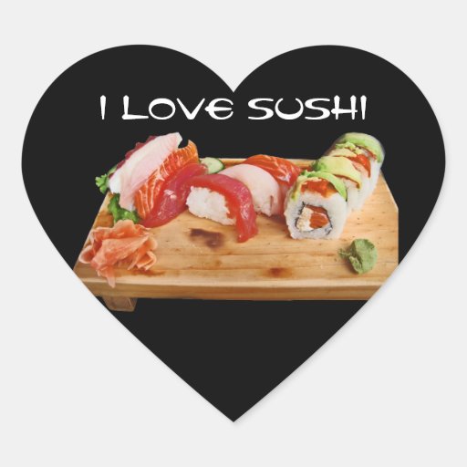 I Love Sushi Heart Sticker Zazzle