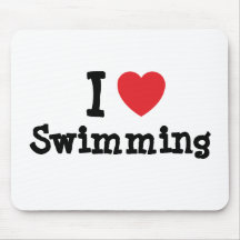 I love Swimming heart custom personalized Mouse Mat