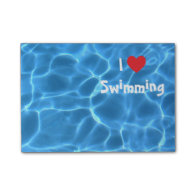 I Love Swimming Red Heart with Blue Pool Water Post-it® Notes