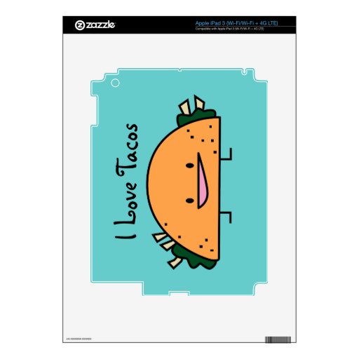 I Love Tacos iPad 1 Skin Skin For iPad 3