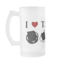 I LOVE TALKBOX Frost Glass (1 Color) Coffee Mugs