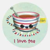 I love Tea -custom txt- Round Stickers