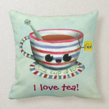 I love Tea -custom txt- Throw Pillows