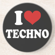 I Love Techno Beverage Coaster