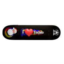 I love Techno by Santa Claus Custom Skate Board