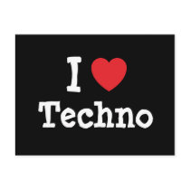 I love Techno heart custom personalized postcards by funnycustomtshirts I love Techno heart custom personalized postcards