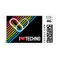 I Love Techno postage stamp