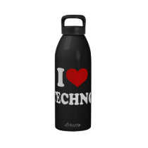 I Love Techno Water Bottle
