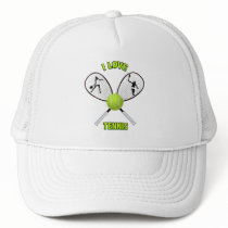 I LOVE TENNIS TRUCKER HAT