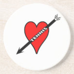 I Love Tennis Heart Beverage Coaster
