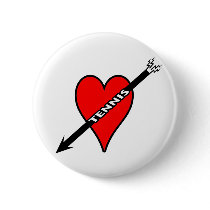 I Love Tennis Heart Pinback Buttons