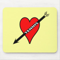 I Love Tennis Heart Mousepad