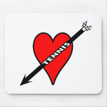 I Love Tennis Heart Mousepad