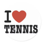 I LOVE TENNIS ROUND STICKERS