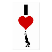 I Love Tennis Vertical (Female) Business Cards