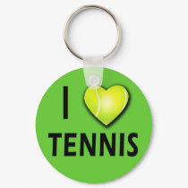 I Love Tennis with Tennis Ball Heart keychains