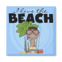 I Love the Beach African American Boy Tshirts magnet