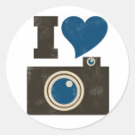 I Love the Camera Round Stickers