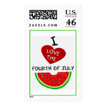 I LOVE THE FOURTH OF JULY postage