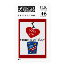 I LOVE THE FOURTH OF JULY postage