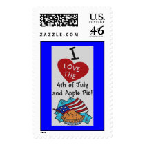 I LOVE THE FOUTH OF JULY AND APPLE PIE postage