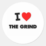 I Love The Grind Round Stickers