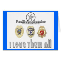 I Love Them All Badge Bunny Card by RealSlogans I Love Them All Badge Bunny Card
