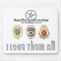 I Love Them All Badge Bunny Mouse Pad mousepads by RealSlogans I Love Them All Badge Bunny Mouse Pad mousepads