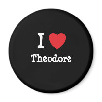 I love Theodore heart custom personalized magnets