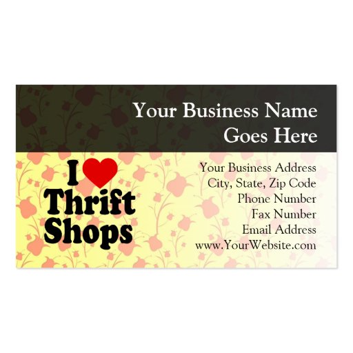 I Love Thrift Shops Business Cards (front side)