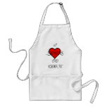 I LOVE TO COOK, heart-red-black trim, aprons