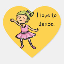 I love to dance cartoon ballet dancer stickers