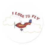 I Love To Fly Round Sticker