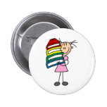 I Love To Read Stick Figure Pinback Button