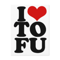 I Love Tofu Funny Vegan humor postcards by EllesBaby I Love Tofu Funny Vegan humor postcards