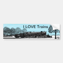 I LOVE TRAINS BUMPER STICKER
