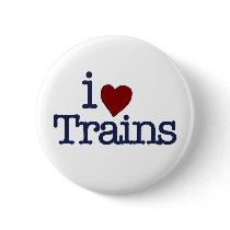 I Love Trains Pinback Button