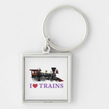 I Love Trains Keychains