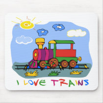 I Love Trains Mouse Mat