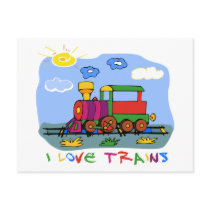 I Love Trains Post Card