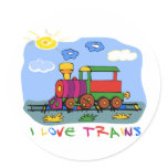 I Love Trains Round Sticker