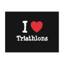 I love Triathlons heart custom personalized postcards
