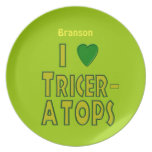 I Love Triceratops Dinosaur Custom Name Plate