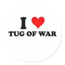 I Love Tug Of War Round Stickers