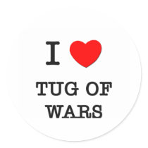 I Love Tug Of Wars Round Stickers