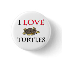 I Love Turtles Button