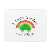 I love turtles deal withit rectangle magnet