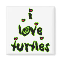 I Love Turtles magnets